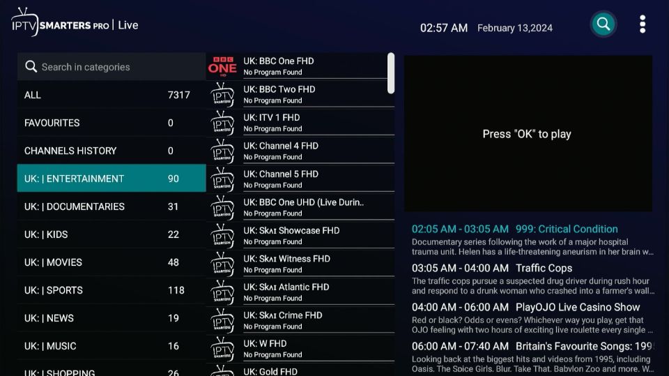 Channels list iptv