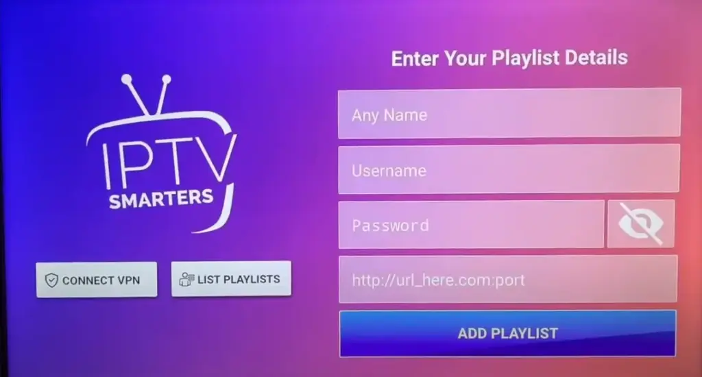 Entrez l’URL iptv Smarters Pro