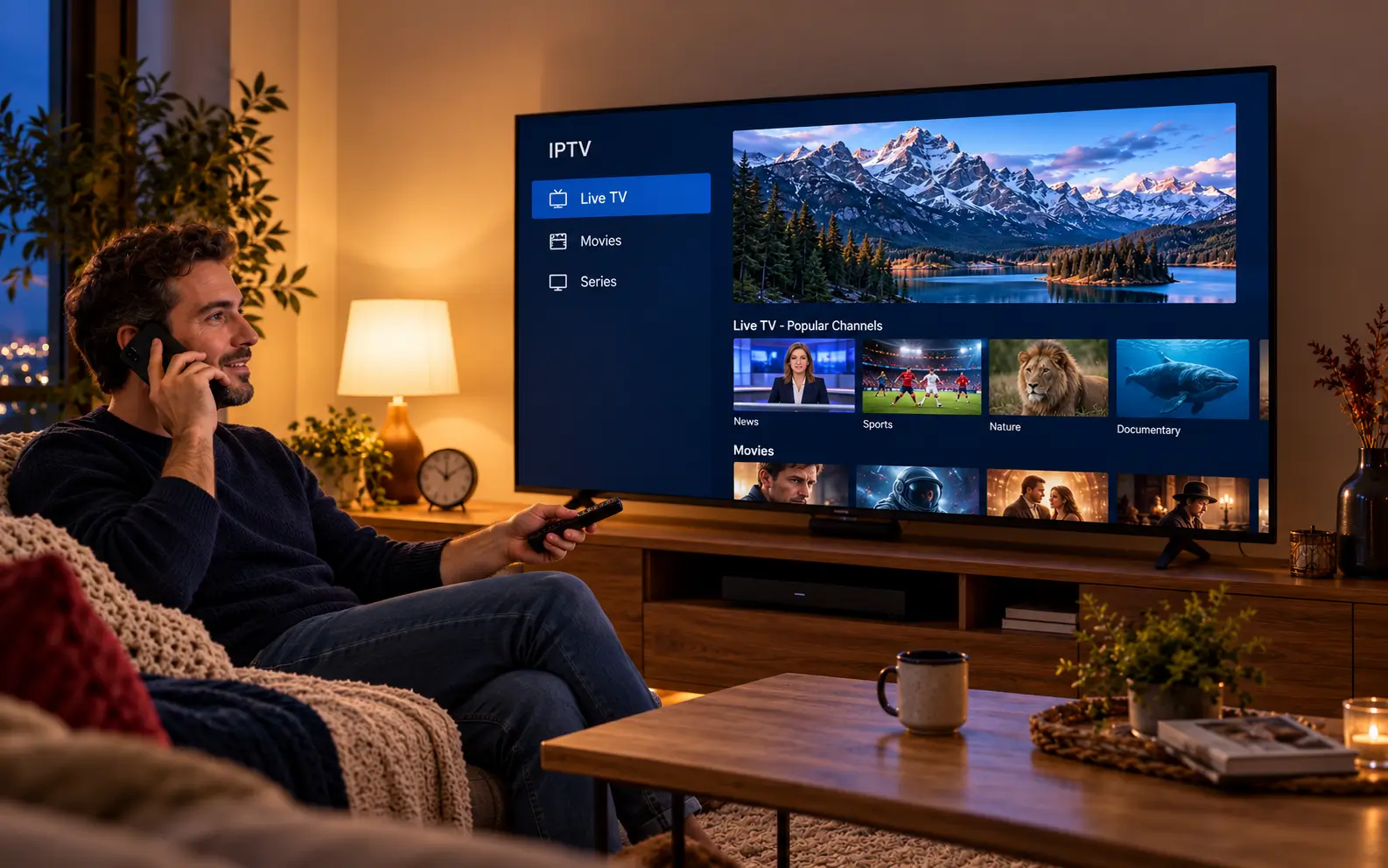 TV guide of the IPTV channel list on a smart TV